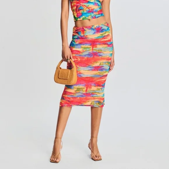 SER.O.YA INDIA MIDI SKIRT in Abstract Palm - Picture 3 of 5